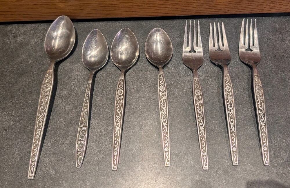 Antigua Grand Prix Stainless Steel Flatware Lot of 7 spoons and forks